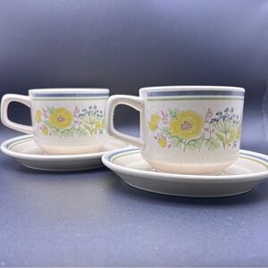 Vintage Set of 2 Lenox Summer Spice Temper-ware flat cup & saucer set